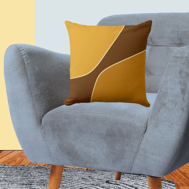 Minimalistisk guldfärgad gul och brun kvartsform  kudde (Minimalist Golden Yellow & Brown Quarter Shapes)