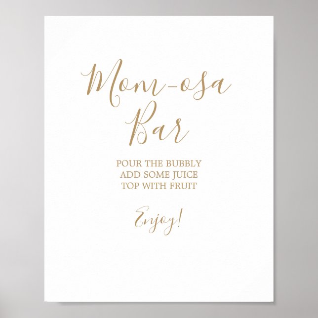 Minimalistisk guldfärgad Mom-osa Bar-skylt Poster (Framsidan)