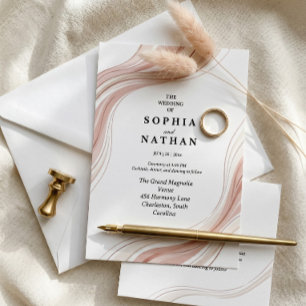 Minimalistisk guldmonogram Elegant modernt skrivst Inbjudningar