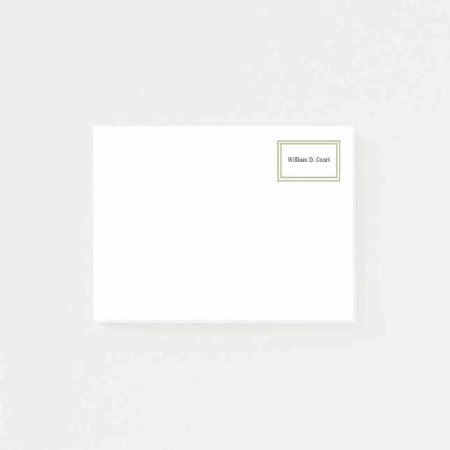 Minimalistisk guldramnamn post-it block (Framsida)