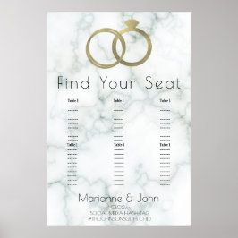 Minimalistisk guldring marmor vigsel sittplatssche poster