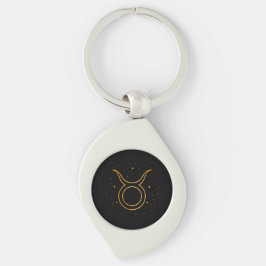 Minimalistisk guldtauurus-zodiaknyckelring present swirl silverfärgad nyckelring