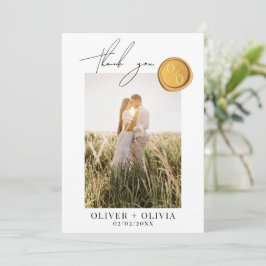 Minimalistisk guldvaxsigill fotobryllop tack kort