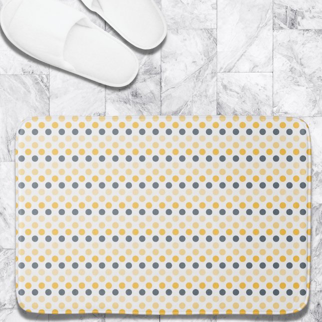 Minimalistisk Gult Grått Polka dots Mönster Badrumsmatta (Skapare uppladdad)
