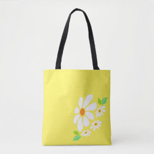 Minimalistisk Gult och vit blomma Teckning Tygkasse