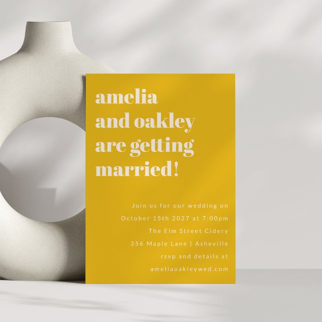 Minimalistisk Gult Retro Enkel Bröllop webbplats Inbjudningar (Skapare uppladdad)