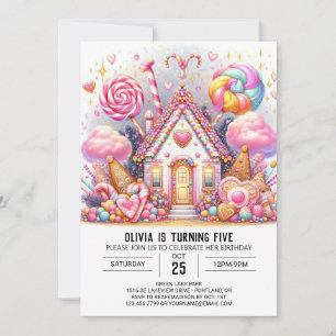 Minimalistisk, gynnsam Candyland Digital Birthday Inbjudningar