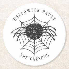 Minimalistisk Halloween fest-Spindelnät-dekor Underlägg Papper Rund