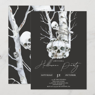 Minimalistisk Halloween-hemlig leende Skeleton Inbjudningar