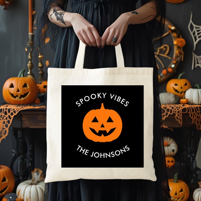 Minimalistisk Halloween - Personlig Family Namn Tygkasse (Skapare uppladdad)