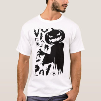 Minimalistisk Halloween T-shirt med leende pumpki