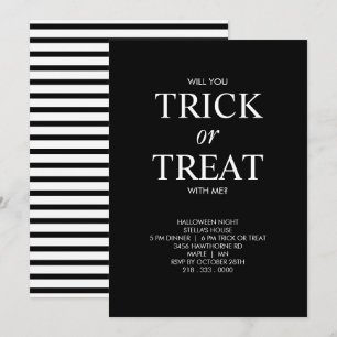 MINIMALISTISK HALLOWEEN TRICK OR TREAT INBJUDAN
