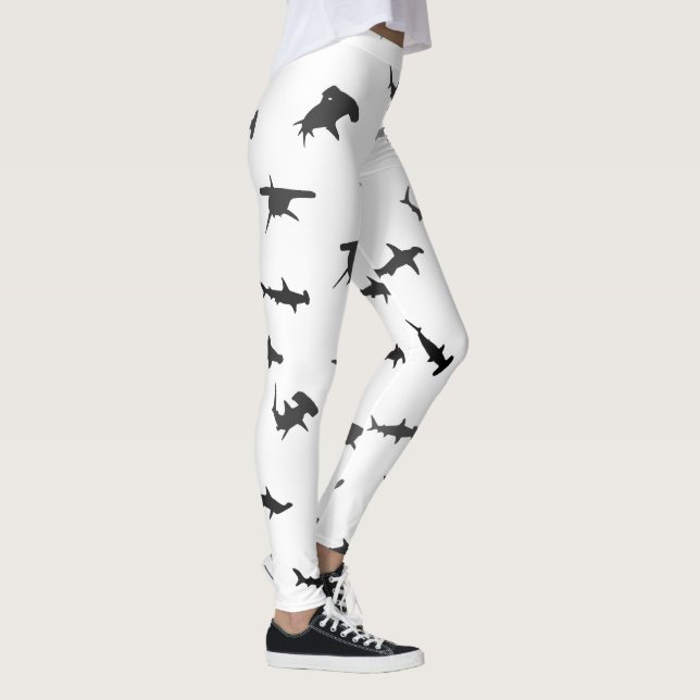 Minimalistisk Hammarhaj Hammarhaje Mönster Leggings (Höger)