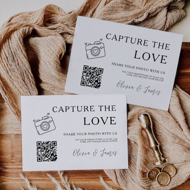 Minimalistisk hämtning av Kärlek-kortmallen, QR-ko (Minimalist Capture The Love Card Template, QR Code)