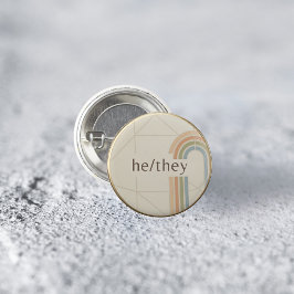 Minimalistisk Han/Dem Pronomen HBTQ Stolthet Pin Knapp