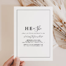 Minimalistisk han eller hon Gender Reveal Party