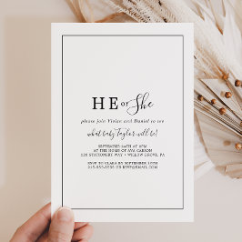 Minimalistisk han eller hon Gender Reveal Party Inbjudningar