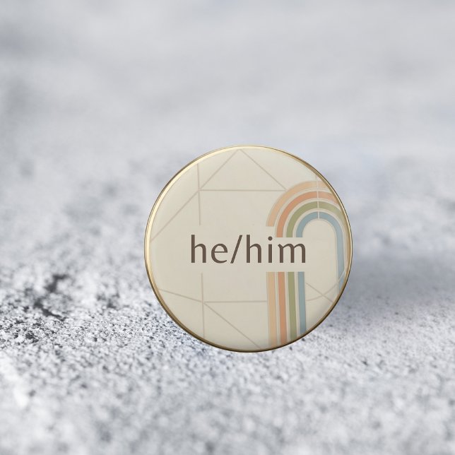 Minimalistisk Han/Han Pronomen HBTQ Stolthetsnål Knapp (Skapare uppladdad)
