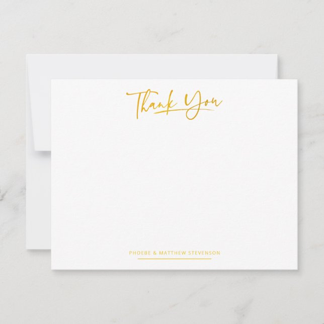 Minimalistisk Hand-Lettered Tack Faux Guld Anteckningskort (Framsida)