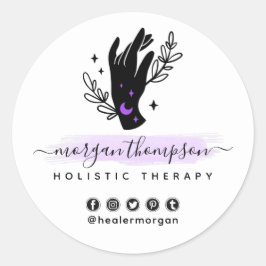 Minimalistisk Hand Måne metafysisk massage Reiki Runt Klistermärke