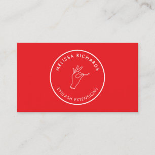 Minimalistisk hand- och ögonfranscirkel-logotyp rö visitkort