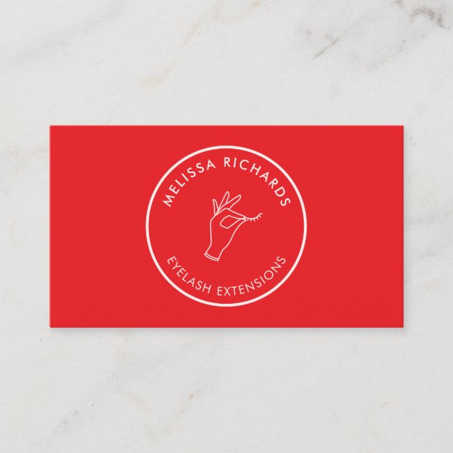 Minimalistisk hand- och ögonfranscirkel-logotyp rö visitkort (Framsida)