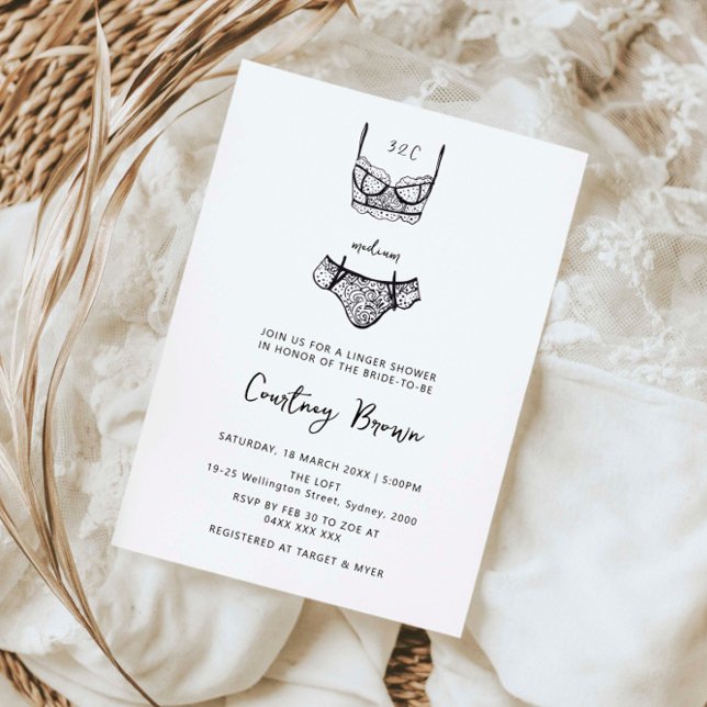 Minimalistisk hand plockade lingerie-dusch inbjudningar (Skapare uppladdad)