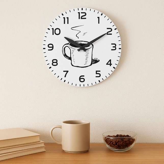 Minimalistisk hand plockade-Mugg-kaffeskalk Stor Klocka (Skapare uppladdad)
