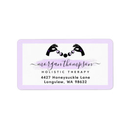 Minimalistisk Händer & Måne Phases Reiki-adresseti Adressetikett