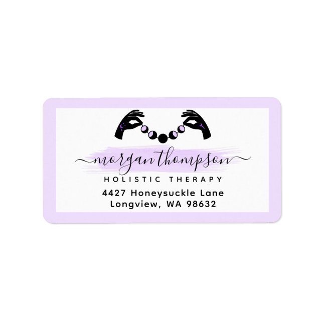 Minimalistisk Händer & Måne Phases Reiki-adresseti Adressetikett (Framsidan)