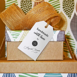 Minimalistisk Handgjord med Kärlek Tack Presentetikett