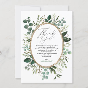 Minimalistisk handmålad eukalyptus Greenery Bröllo Tack Kort