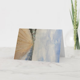 Minimalistisk handmålning, vatten färg, strandscen anteckningskort