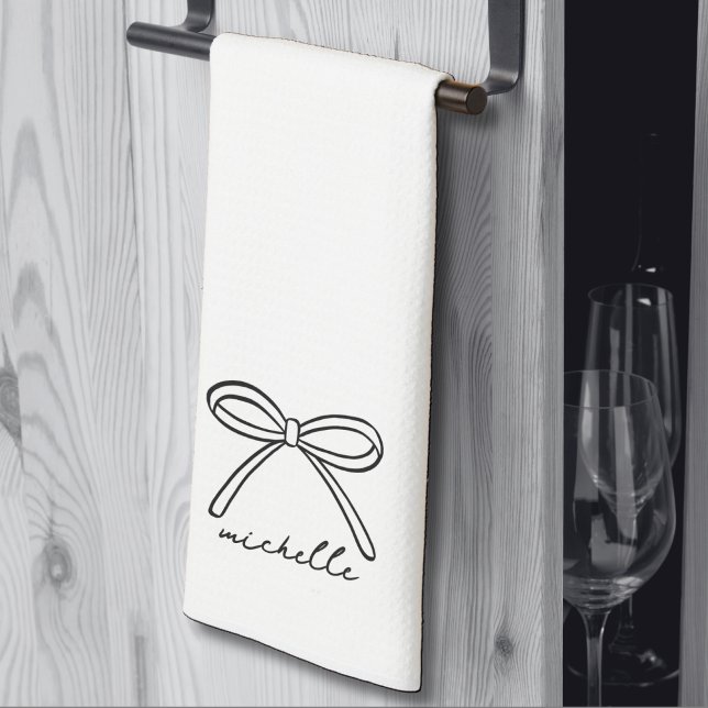 Minimalistisk Handritad Bågnamn Kökshandduk (Minimalist Hand Drawn Bow Name kitchen towel )