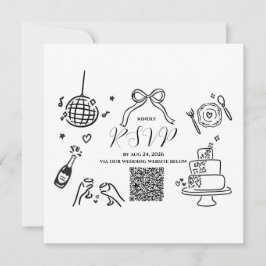 Minimalistisk Handritad Bröllopsfest RSVP-kort Inbjudningar