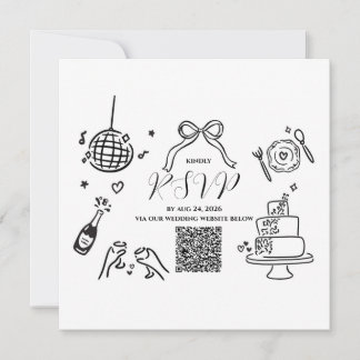 Minimalistisk Handritad Bröllopsfest RSVP-kort Inbjudningar