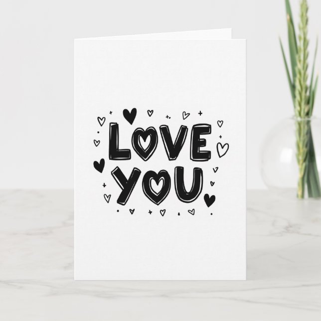 Minimalistisk Handritad Kärlek Du Kort (Framsida)