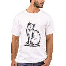 Minimalistisk handritad katt skiss linjearbeten