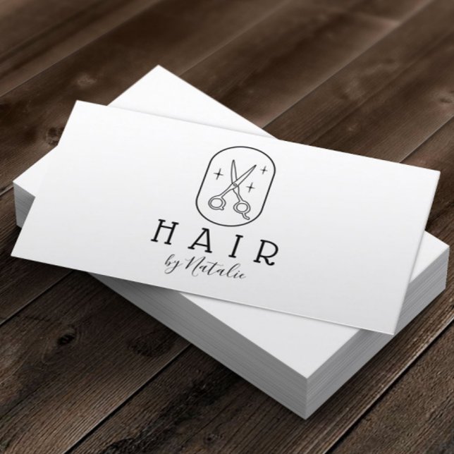 Minimalistisk handritad Logotyp för hårstylist med Visitkort (Skapare uppladdad)