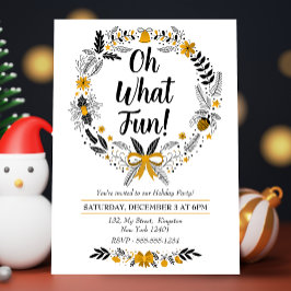 Minimalistisk handritad Oh What Fun Julfest Inbjudningar