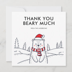 Minimalistisk, handritad Polar Bear-Jul Tack Kort
