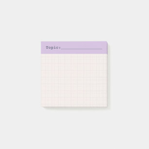 Minimalistisk Handritad Rutnätsämneshuvud Lilafärg Post-it Block