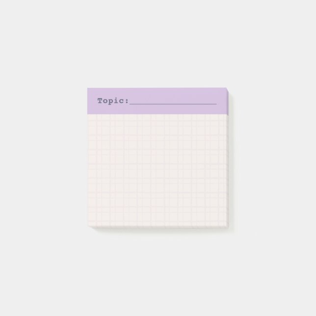 Minimalistisk Handritad Rutnätsämneshuvud Lilafärg Post-it Block (Framsida)