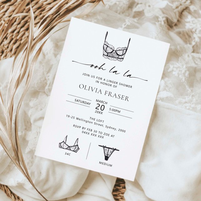 Minimalistisk handritad underklänning brudshower inbjudningar (Skapare uppladdad)