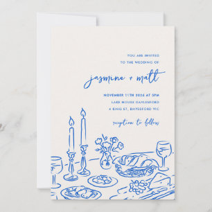 Minimalistisk Handritad Whimsical Doodle Bröllopsi Spara Datumet