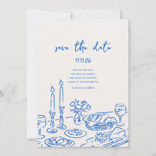 Minimalistisk Handritad Whimsical Kraftrig "Spara Spara Datumet