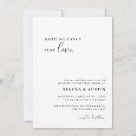 Minimalistisk handskrift Inget fancy bara kärlek I Inbjudningar