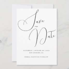 Minimalistisk handskripttext och fotospara datum inbjudningar