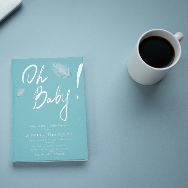 Minimalistisk handskriven babybabystövel för blå p inbjudningar (Skapare uppladdad)