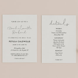 Minimalistisk handskriven Bachelorette Helg Inbjudningar
